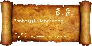 Bánhegyi Henrietta névjegykártya