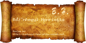 Bánhegyi Henrietta névjegykártya
